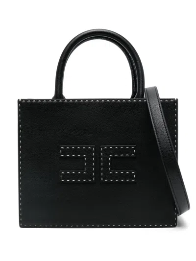 Elisabetta Franchi Black Handbag With Concealed Zip And Versatile Straps