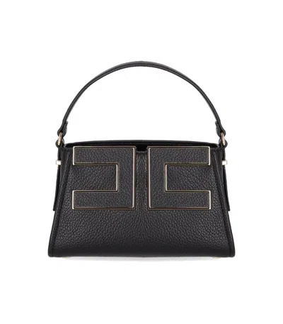 ELISABETTA FRANCHI BLACK HANDBAG WITH MAXI LOGO