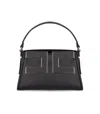 Elisabetta Franchi Black Handbag With Maxi Logo In Orange