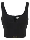 Elisabetta Franchi Lightweight Corset-style Crepe Top With Heart Neckline In Black
