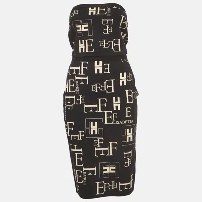 Elisabetta Franchi Black Jacquard Knit Set