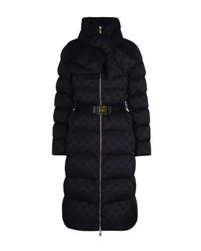 ELISABETTA FRANCHI BLACK JACQUARD SAIL FABRIC DOWN JACKET