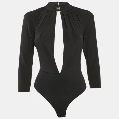 Pre-owned Elisabetta Franchi Black Jersey Cut-out Bodysuit S