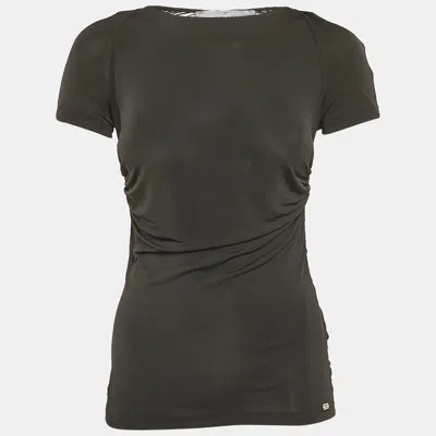Pre-owned Elisabetta Franchi Black Jersey Ruched Top S