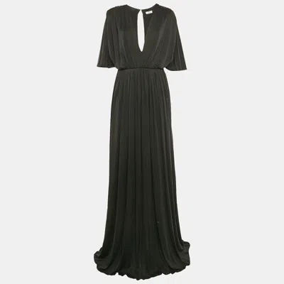 Pre-owned Elisabetta Franchi Black Jersey V-neck Gown M