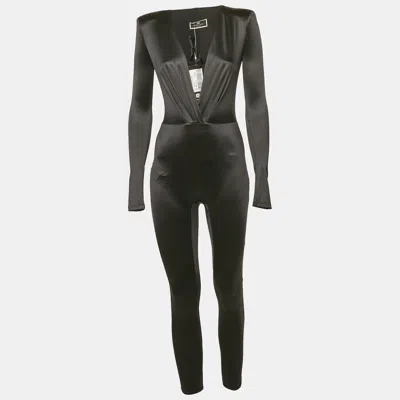 Pre-owned Elisabetta Franchi Black Jersey V-neck Jumpsuit S