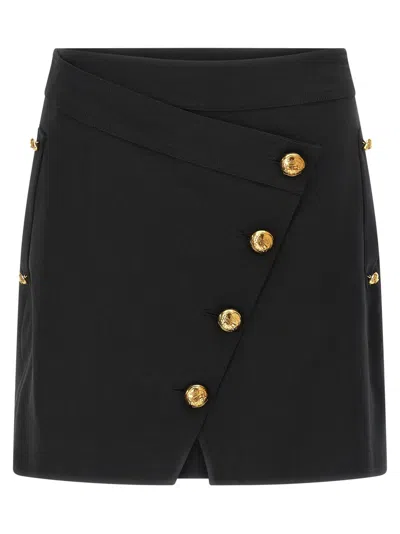 Elisabetta Franchi Jewel Button Skirt In Black