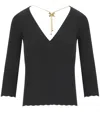 Elisabetta Franchi Ribbed Sweater With Necklace In Black