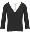 Elisabetta Franchi Ribbed Sweater With Necklace In Black