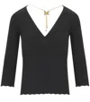 Elisabetta Franchi Ribbed Sweater With Necklace In Black