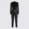 Elisabetta Franchi Sequin Trousers V-neck Embellished Detail In Black