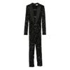 Elisabetta Franchi Sequin Trousers V-neck Embellished Detail In Black