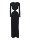 Elisabetta Franchi Crewneck Cut-out Maxi Dress With Gold Detail In Black