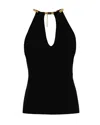 Elisabetta Franchi Black Knit Top With Snake Jewel Detail