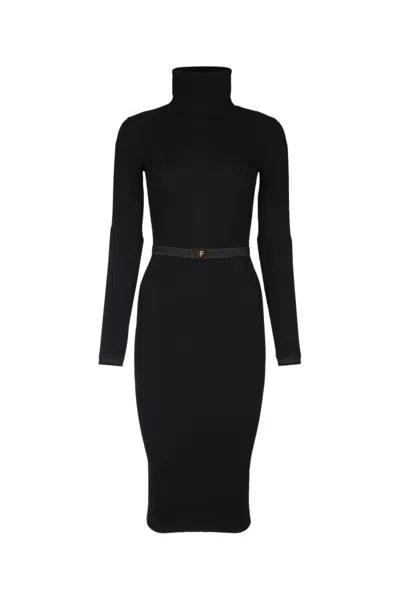 ELISABETTA FRANCHI BLACK KNITTED DRESS