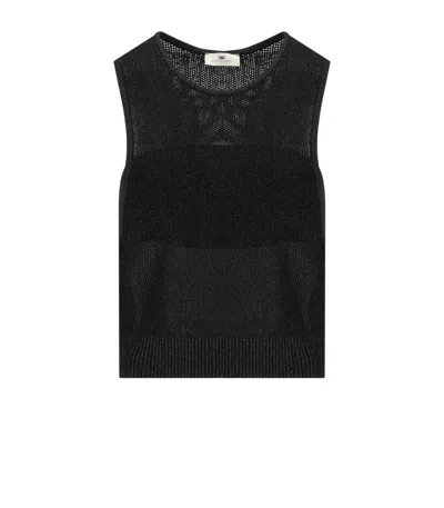 ELISABETTA FRANCHI BLACK KNITTED LUREX TOP
