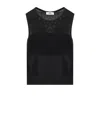 Elisabetta Franchi Sleeveless Sheer Knit Crewneck Sweater In Black