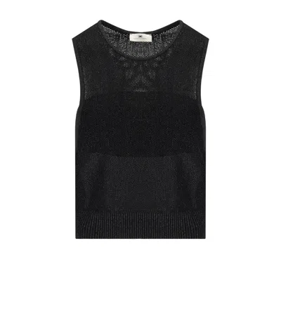 ELISABETTA FRANCHI BLACK KNITTED LUREX TOP