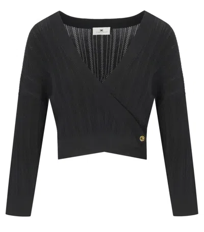Elisabetta Franchi Black Knitted Top With V-neck