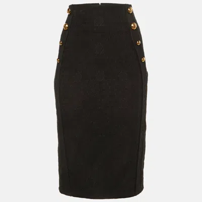 Pre-owned Elisabetta Franchi Black Lace Pencil Skirt S