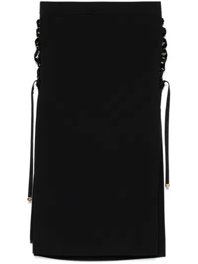 ELISABETTA FRANCHI BLACK LAYERED-DESIGN SKIRT