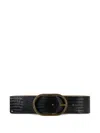 Elisabetta Franchi Black Leather Crocodile-effect Belt  In Black