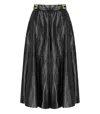 Elisabetta Franchi Crackled Leather-effect Synthetic Maxi Skirt With Flared Hem In Black