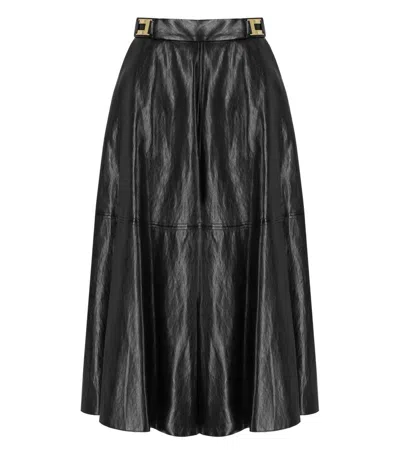 ELISABETTA FRANCHI ELISABETTA FRANCHI BLACK LEATHER-EFFECT SKIRT