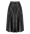 Elisabetta Franchi Crackled Leather-effect Synthetic Maxi Skirt With Flared Hem In Black