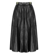 Elisabetta Franchi Crackled Leather-effect Synthetic Maxi Skirt With Flared Hem In Black