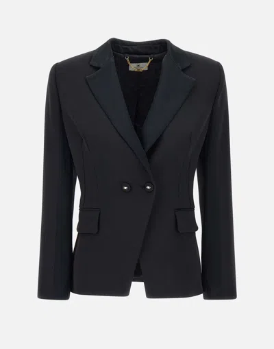 Elisabetta Franchi Black Lightweight Crepe Blazer