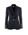 Elisabetta Franchi Single-breasted Tailored Blazer With Gold-tone Accents In Black
