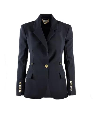 ELISABETTA FRANCHI BLACK LIGHTWEIGHT CREPE JACKET
