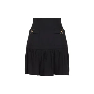 Elisabetta Franchi Front-pockets Ruffled Mini Skirt In Black