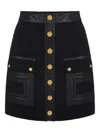 Elisabetta Franchi Double Crepe Mini Skirt With Logo Details In Black