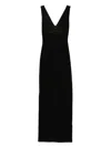 Elisabetta Franchi Black Long Dress In Openwork Knit In Black