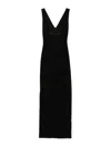 Elisabetta Franchi Black Long Dress In Openwork Knit In Black