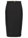 Elisabetta Franchi Longuette Skirt With Satin Side Bands In Black
