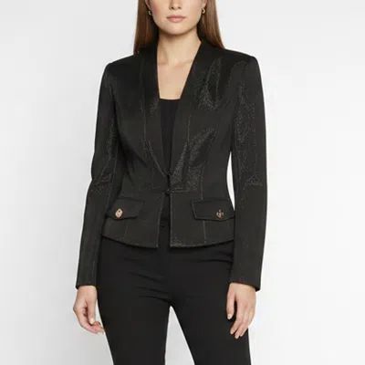 Pre-owned Elisabetta Franchi Black Lurex And Crepe Slim Fit Blazer M