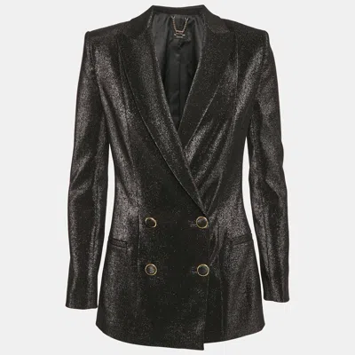 Pre-owned Elisabetta Franchi Black Lurex Cotton Double Breasted Blazer S