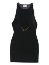 Elisabetta Franchi Sleeveless Round Neck Mini Fitted Chain Dress In Black