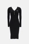 Elisabetta Franchi Ribbed Button-fastening Midi Dress In Black
