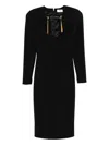 Elisabetta Franchi Light Crepe Dress With Black Jewel Chain In Black