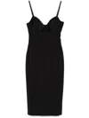Elisabetta Franchi Black Midi Pencil Dress With A Back Slit In Black