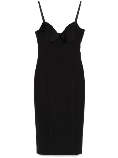 ELISABETTA FRANCHI BLACK MIDI PENCIL DRESS WITH A BACK SLIT