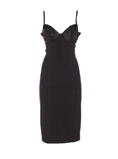 Elisabetta Franchi Black Midi Pencil Dress With A Back Slit