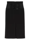 Elisabetta Franchi Midi Skirt In Black With Semi-sheer Panels