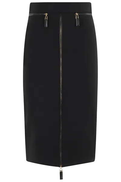 Elisabetta Franchi Lightweight Crepe Skirt With Black Zip