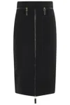 Elisabetta Franchi Lightweight Crepe Skirt With Black Zip In Black
