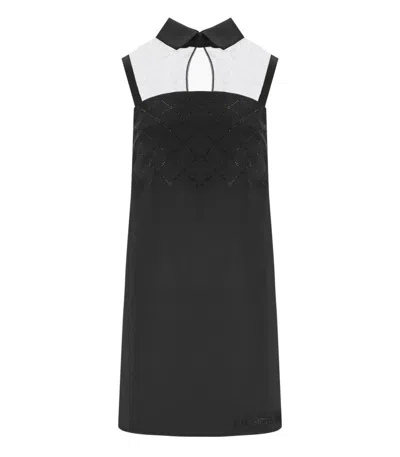 Elisabetta Franchi Black Mini Dress With Rhinestones